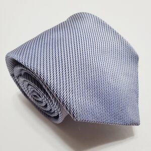 Alain Figaret Blue Stripe Pattern Men's French Silk Necktie Jacquard Fabric